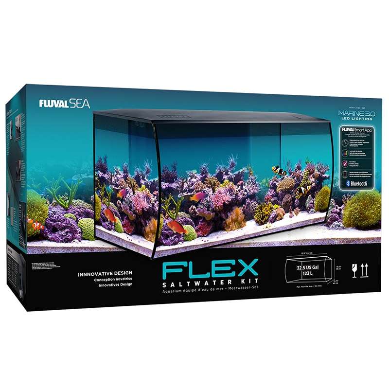 Fluval Flex Saltwater Aquarium Kit, 32.5 US Gal / 123 L, Black
