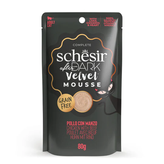 Schesir After Dark Chicken With Beef in mousse 80g in pouch Food for adults