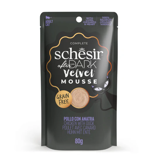 Schesir After Dark Chicken With Duck in mousse 80g in pouch Food for adults